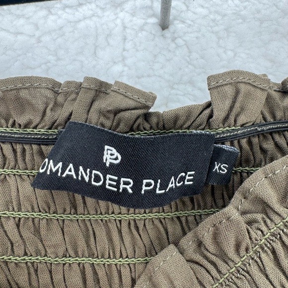 Pomander Place Tuckernuck Shallon Tie Strap Maxi Dress Olive Smocked Springy XS - Picture 8 of 10